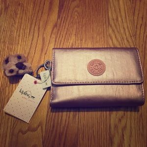 Icy Rose Metallic Kipling Wallet